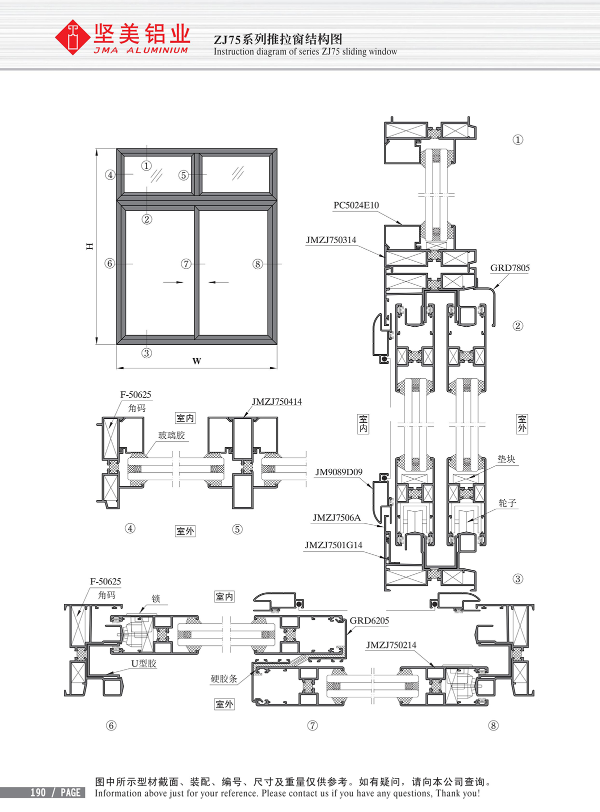 ZJ75系列推拉窗結構圖